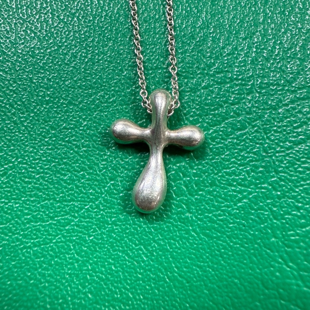 Tiffany & Co. Silver Elsa Peretti  Cross Necklace